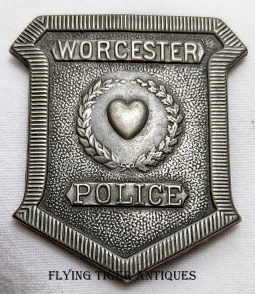 Gorgeous Iconic ca 1900 Worcester MA Police Radiator Badge in small display Frame