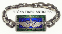 Stunningly Beautiful WWII CBI Made USAAF Aviator ID Bracelet in Heavy Enameled Silver