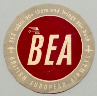 1940s British European Airways (BEA) Baggage Label