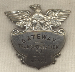 Great Old 1950s Gateway Transportation Company Truck Driver's Hat Badge