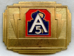 United States 5th Army 1940's Deco Belt Buckle