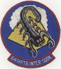 Early 1950s US Air Force 64th Fighter-Interceptor Squadron Patch