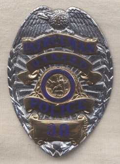 ca 1960 Oxnard California Policeman Badge Number 38 by Entenmann