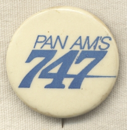 1970s Pan Am 747 Celluloid Pin