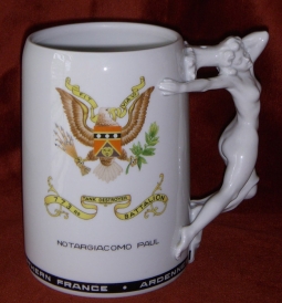 Fantastic Over-the-Top WWII US Army 773rd Tank Destroyer Battalion Stein with Original Owner's Name