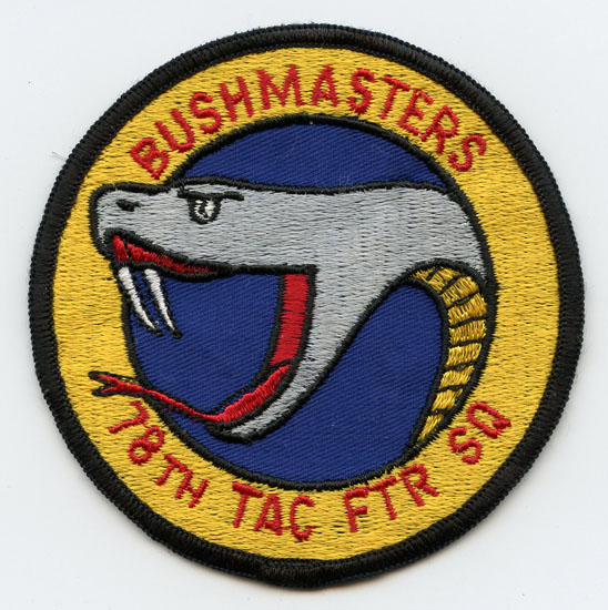 1970's USAF 78th Tactical Fighter Squadron aka 'Bushmasters' Patch