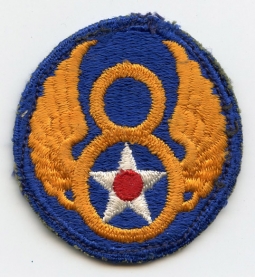 WWII USAAF 8th Air Force Patch: Single Loop, Orange Embroidery Variant