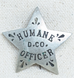 Great 1880's Davidson County Tennessee Humane officer Badge by Dury's Nashville