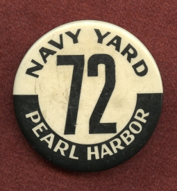 Ca 1941 PEARL HARBOR Navy Yard Worker Badge with note about original owner who was present ar attach