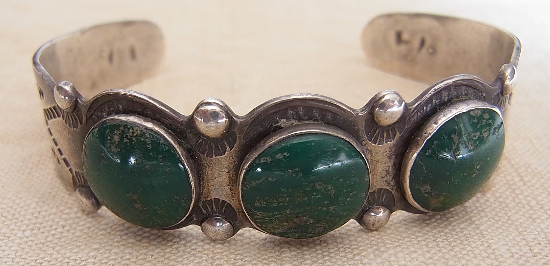 Fabulous 1930's Navajo Silver & Green Turquoise Bracelet: Flying Tiger ...
