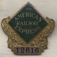 Ca. 1920 American Railway Express Co. Messenger #40916 Badge: Flying ...
