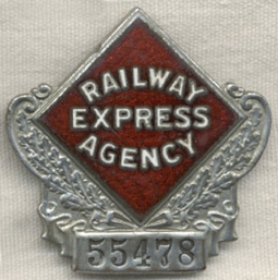 Circa 1930s-1940s Railway Express Agency (REA) Hat Badge #55478