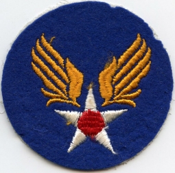 WWII USAAF HQ Wool Felt Shoulder Patch Without Border Orange "Skeleton" Wings