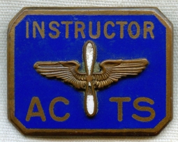 Early WWII US Air Corps Training Service (ACTS) Flight Instructor Badge by Meyer