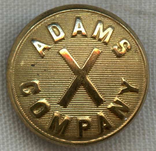 Beautiful 1880's Adams Express Co. Messenger Uniform Button by Waterbury  Button Co.: Flying Tiger Antiques Online Store