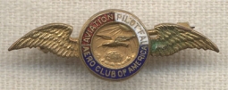 Extremely Rare Pre WWI Aero Club of America Pilot's Lapel Wing