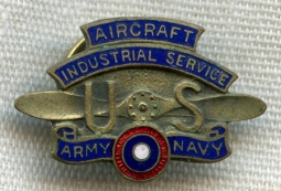 Numbered WWI Aircraft Industrial Service Factory Worker Lapel Badge by Whitehead & Hoag