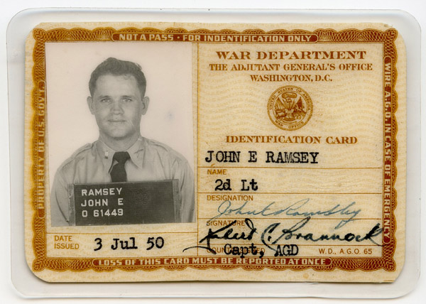 Korean War Era US Army Officer Photo ID Card in Excellent Condition ...