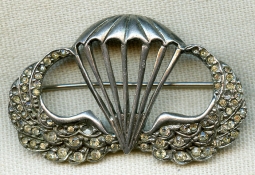 Very Nice, Large, WWII, US Army Paratrooper Sweetheart Pin in Sterling