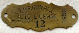 Wonderful Early & Rare 1909 Chauffeur License from Aspinwall, Pennsylvania