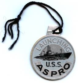 WWII Submarine Launch Tag for the USS Aspro SS-309