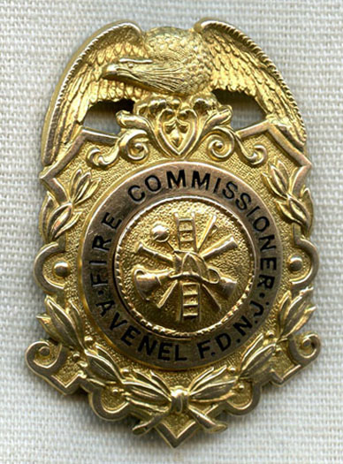 Gorgeous Circa 1913 Fire Commissioner Badge from the Avenel Fire ...