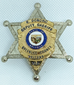 Ca 1980's Greenlee Co. AZ Named Deputy Sheriff Badge by Blackinton #310