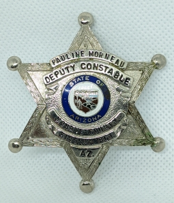 Ca 1980's Women Deputy Constable Badgefrom Mohave Co, AZ, Kingman Present. Made by Blackinton