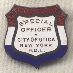 Beautifully Enameled WWI Utica, New York Home Defense League (HDL) Officer Badge