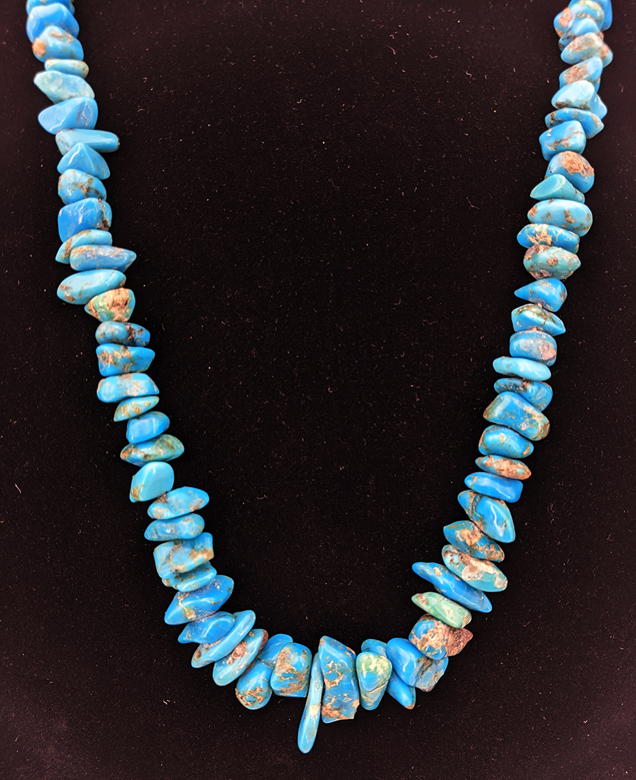 Beautiful Vintage 1950 S Navajo Blue Gem Turquoise Nugget Necklace With