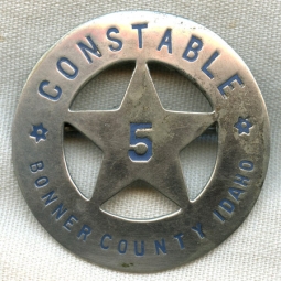 Circa 1910s Bonner County, Idaho Constable Badge by Superior Stamp Works