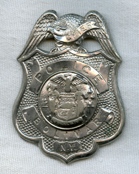 1920s Bolivar, New York Police Chief Badge: Flying Tiger Antiques ...