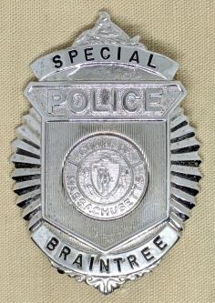 Vintage 1960s - 70s Braintree, Massachusetts Special Police Badge