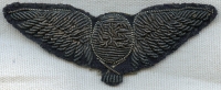 Extremely Rare & Beautiful WWI Balloon Pilot or Aeronaut Wing in Heavy Bullion on Wool