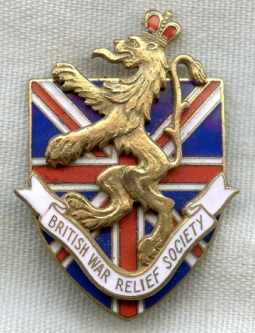 Beautiful WWII British War Relief Society (BWRS) Badge by Cartier