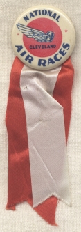 Circa 1939 National Air Races Pin with Red and White Ribbon