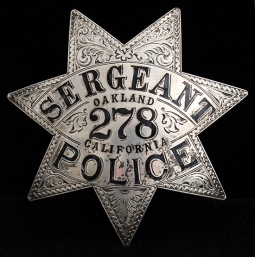 Stunning Oakland, CA 1930's Police Sergeant Badge by Ed Jones & Co.