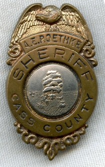 Rare Ca 1937-41 Cass County North Dakota Badge of Sheriff Arnim E Roethke