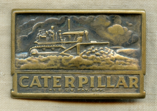 Great Early 1950 s Caterpillar Earth Mover Promotional Beltbuckle Flying Tiger Antiques Online Store