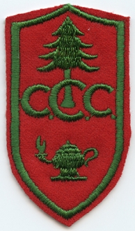 1930's Civilian Conservation Corps Education Rate Patch. Green on Red