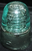 1880's - 1890's Pale Aqua Brookfield CD 145 "Bullet" Glass Insulator