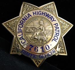 Gorgeous 1980's California Highway Patrol Traffic Officer Badge #7610 by Kaag