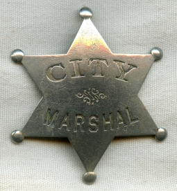 Circa 1900s-1910s City Marshal Stock 6-Point Badge with Great Look