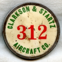 1930s-WWII Clarkson & Startz Aircraft Co. Worker ID Badge by St. Louis Button Co.