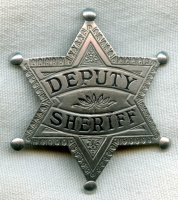 Beautiful Old West 1880's - 90s Colorado "Stock" Deputy Sheriff 6 Point Star Badge