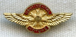 Nice 1930s-WWII Continental Aircraft Motors Lapel Wing in Gilt Brass