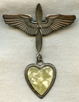 Cool WWII USAAF Sweetheart Pin in Sterling Silver & Celluloid