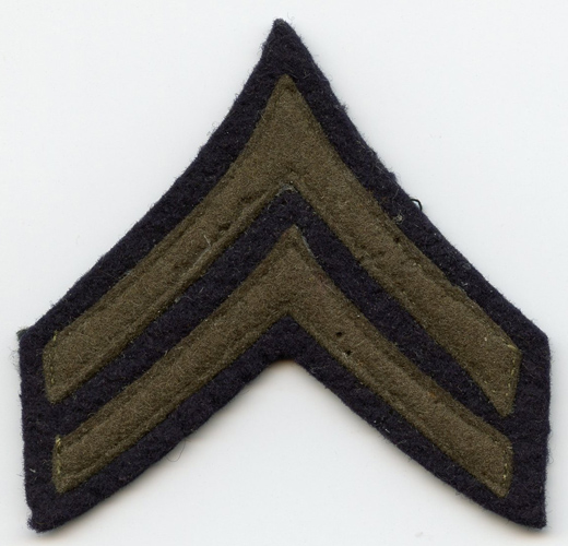 1930s Single US Army Corporal Rank Stripes in Olive Drab Wool Felt ...