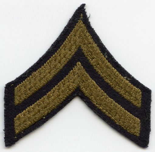 1920s Single US Army Corporal Rank Stripes Embroidered on Wool Mesh ...