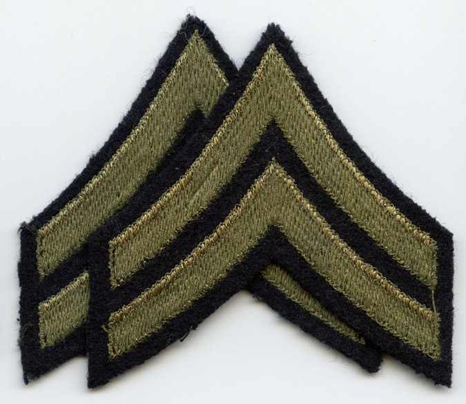 Pair of 1930s US Army Corporal Rank Stripes in Olive Drab Embroidered ...